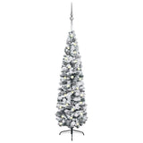 Slim Artificial Pre-lit Christmas Tree with Ball Set Green 180 cm