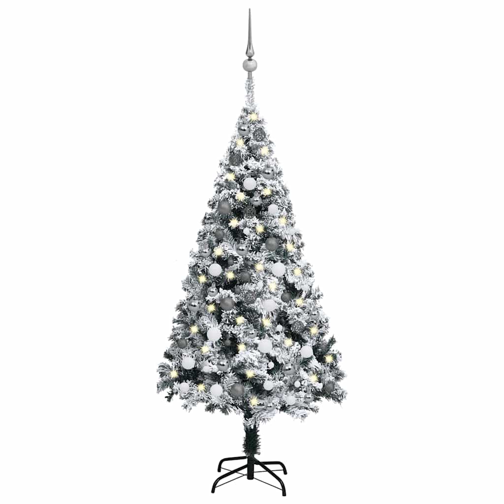 Artificial Pre-lit Christmas Tree with Ball Set Green 150 cm PVC