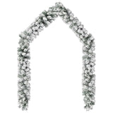 Christmas Garland with LEDs&Ball Set Green 5 m PVC - Front View