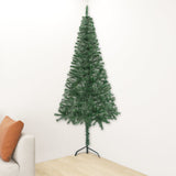 Corner Artificial Pre-lit Christmas Tree Green 240 cm PVC - Front View