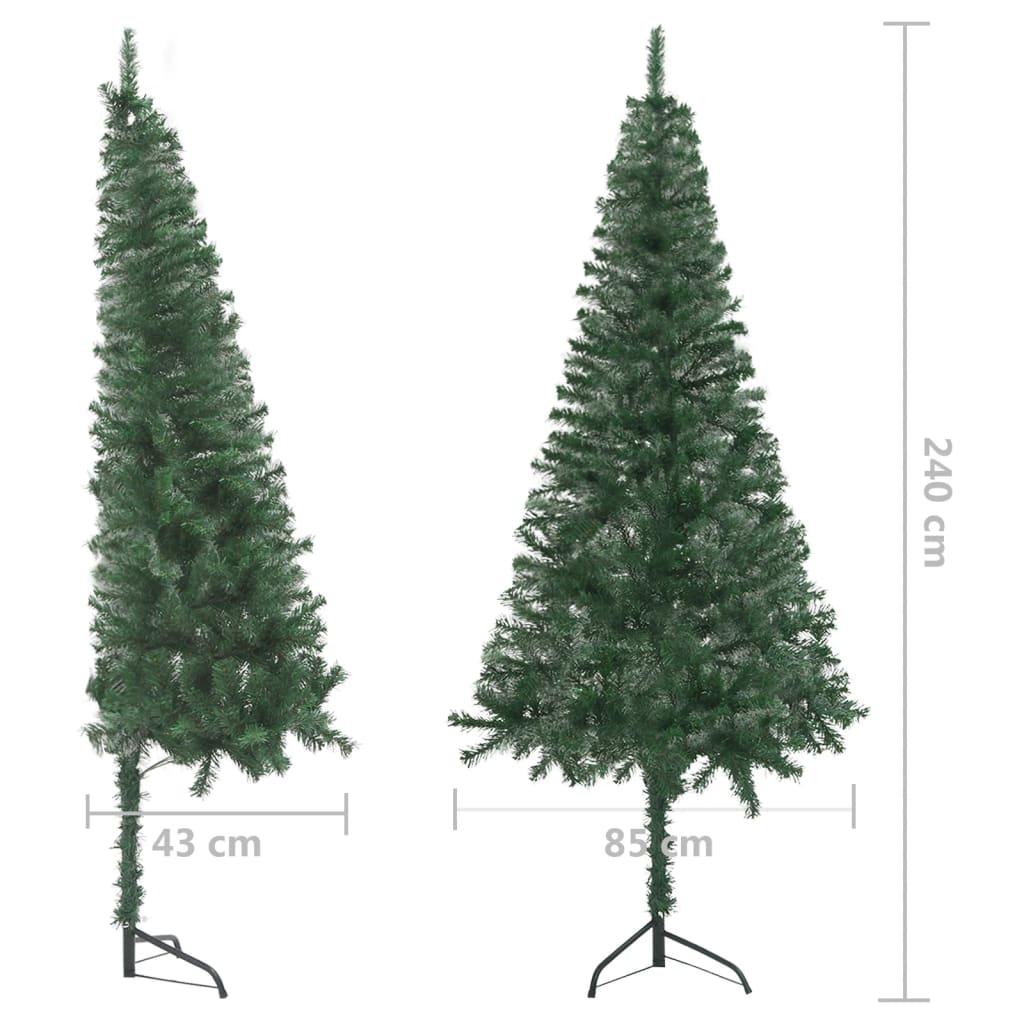Corner Artificial Pre-lit Christmas Tree Green 240 cm PVC