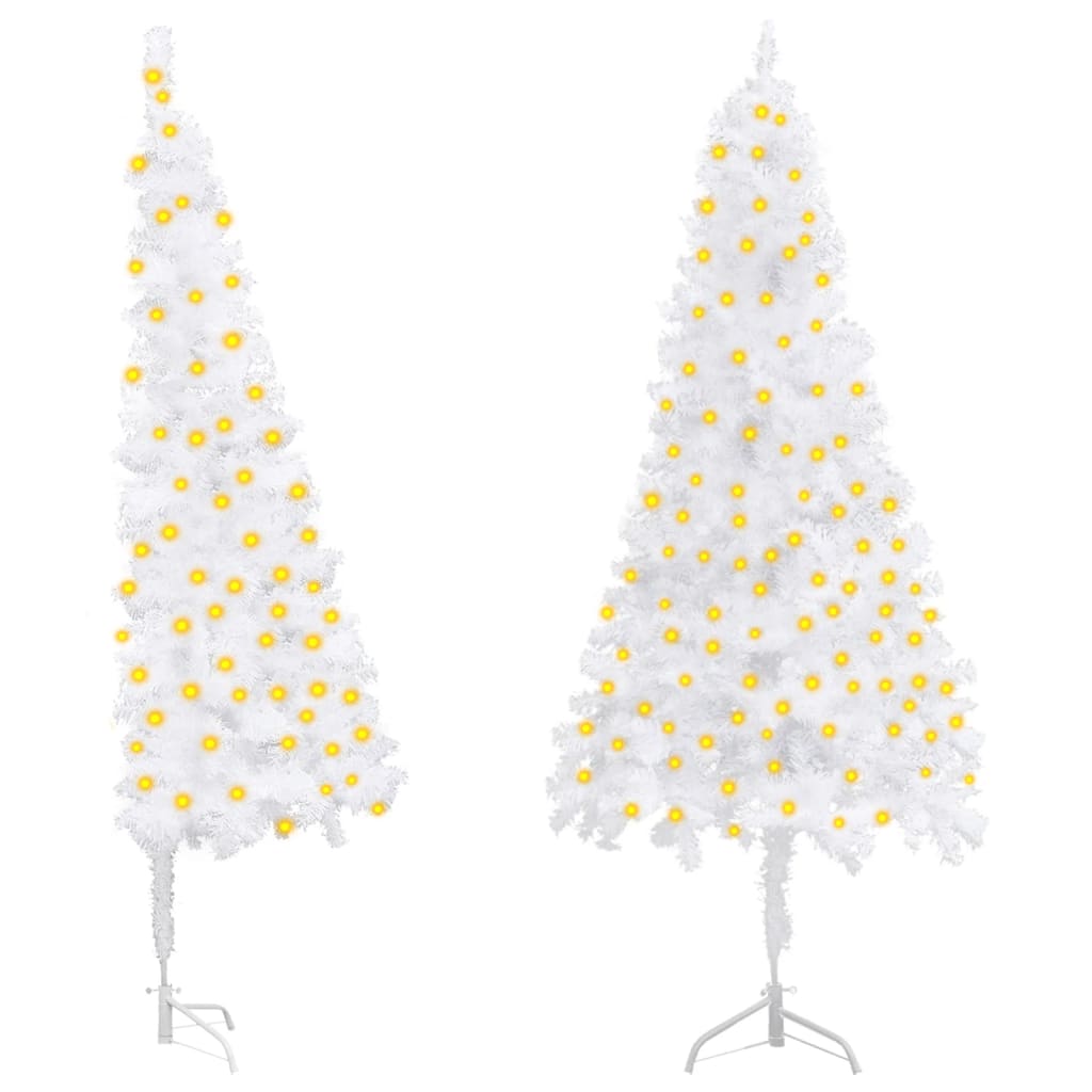 Corner Artificial Pre-lit Christmas Tree White 180 cm PVC