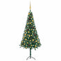 Corner Artificial Christmas Tree LEDs&Ball Set Green 120 cm PVC