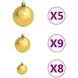 Corner Artificial Christmas Tree LEDs&Ball Set Green 180 cm PVC