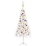Corner Artificial Christmas Tree LEDs&Ball Set White 150 cm PVC