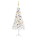 Corner Artificial Christmas Tree LEDs&Ball Set White 180 cm PVC