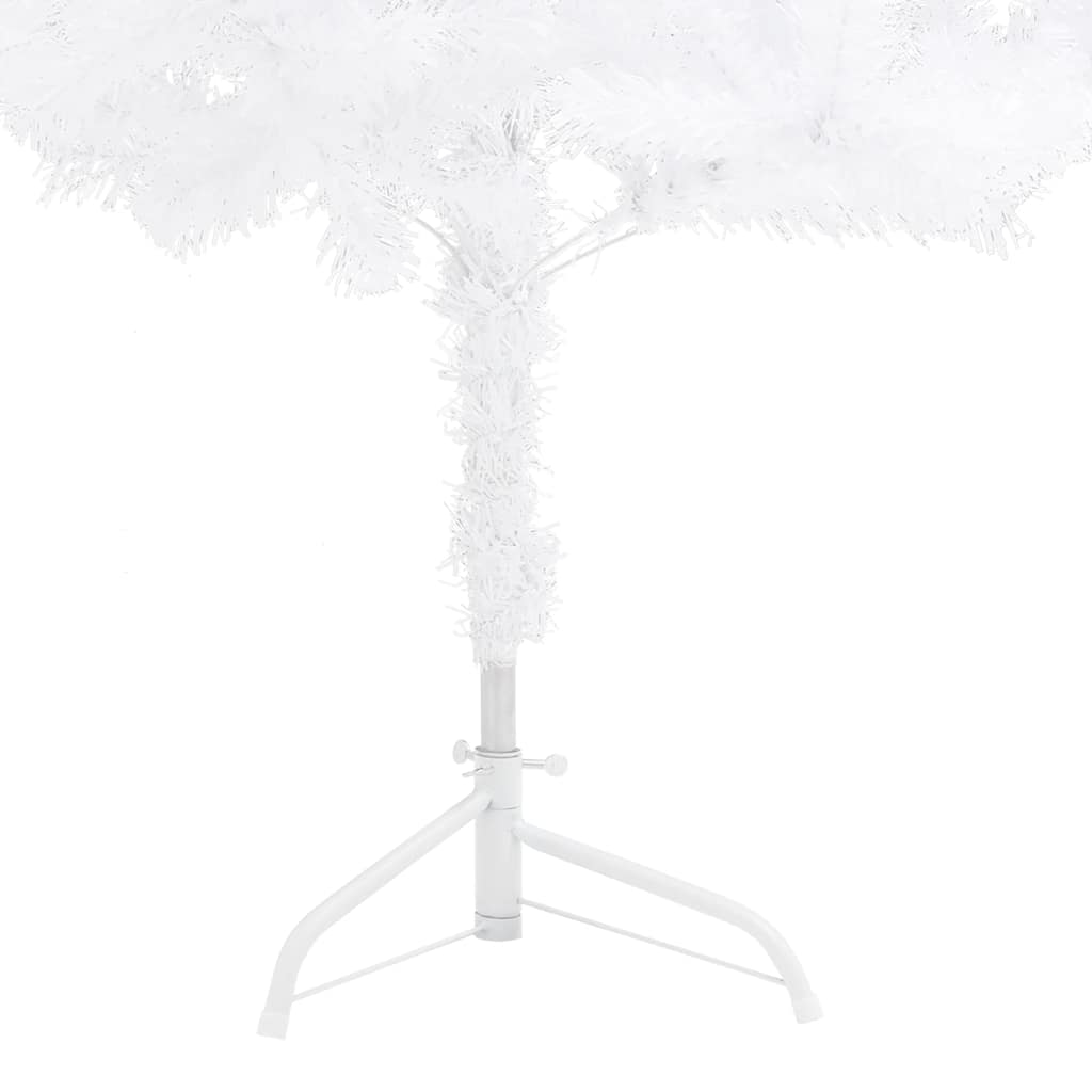 Corner Artificial Christmas Tree LEDs&Ball Set White 210 cm PVC
