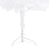 Corner Artificial Christmas Tree LEDs&Ball Set White 210 cm PVC - Top-Down View