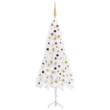 Corner Artificial Christmas Tree LEDs&Ball Set White 240 cm PVC