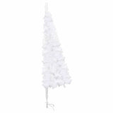 Corner Artificial Christmas Tree LEDs&Ball Set White 240 cm PVC - Front View