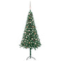 Corner Artificial Christmas Tree LEDs&Ball Set Green 150 cm PVC