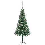 Corner Artificial Christmas Tree LEDs&Ball Set Green 180 cm PVC