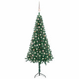 Corner Artificial Christmas Tree LEDs&Ball Set Green 240 cm PVC