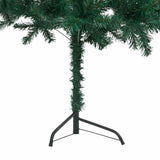Corner Artificial Christmas Tree LEDs&Ball Set Green 240 cm PVC