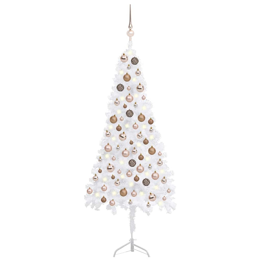 Corner Artificial Christmas Tree LEDs&Ball Set White 120 cm PVC