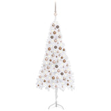 Corner Artificial Christmas Tree LEDs&Ball Set White 150 cm PVC