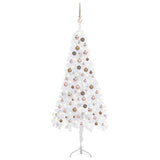 Corner Artificial Christmas Tree LEDs&Ball Set White 180 cm PVC