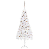 Corner Artificial Christmas Tree LEDs&Ball Set White 210 cm PVC