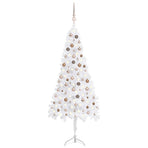 Corner Artificial Christmas Tree LEDs&Ball Set White 210 cm PVC