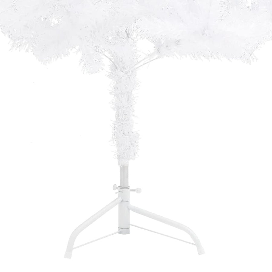 Corner Artificial Christmas Tree LEDs&Ball Set White 210 cm PVC