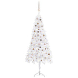 Corner Artificial Christmas Tree LEDs&Ball Set White 240 cm PVC