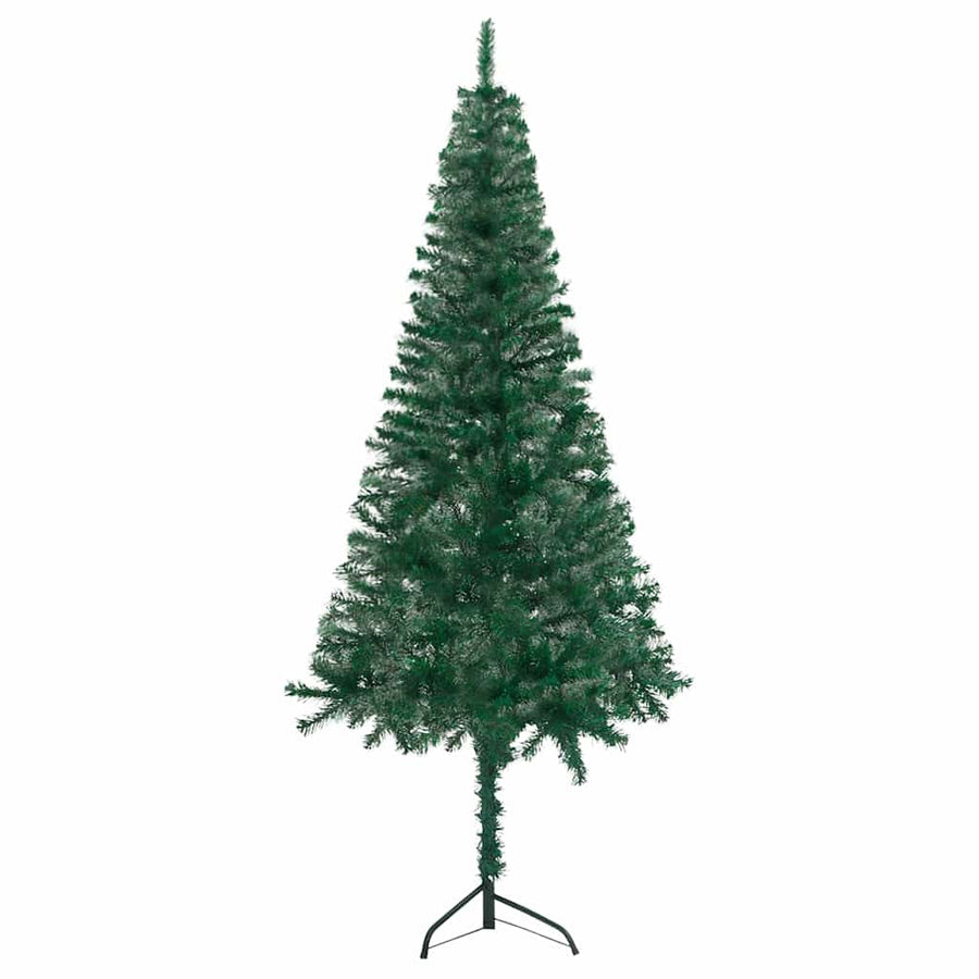 Corner Artificial Christmas Tree LEDs&Ball Set Green 180 cm PVC