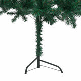 Corner Artificial Christmas Tree LEDs&Ball Set Green 180 cm PVC