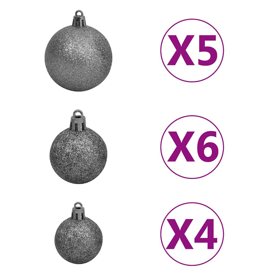 Corner Artificial Christmas Tree LEDs&Ball Set Green 180 cm PVC