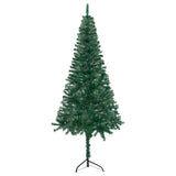 Corner Artificial Christmas Tree LEDs&Ball Set Green 240 cm PVC - Front View