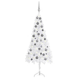 Corner Artificial Christmas Tree LEDs&Ball Set White 120 cm PVC