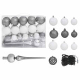 Corner Artificial Christmas Tree LEDs&Ball Set White 120 cm PVC
