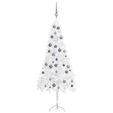 Corner Artificial Christmas Tree LEDs&Ball Set White 150 cm PVC