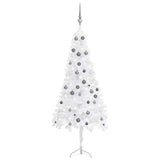 Corner Artificial Christmas Tree LEDs&Ball Set White 180 cm PVC