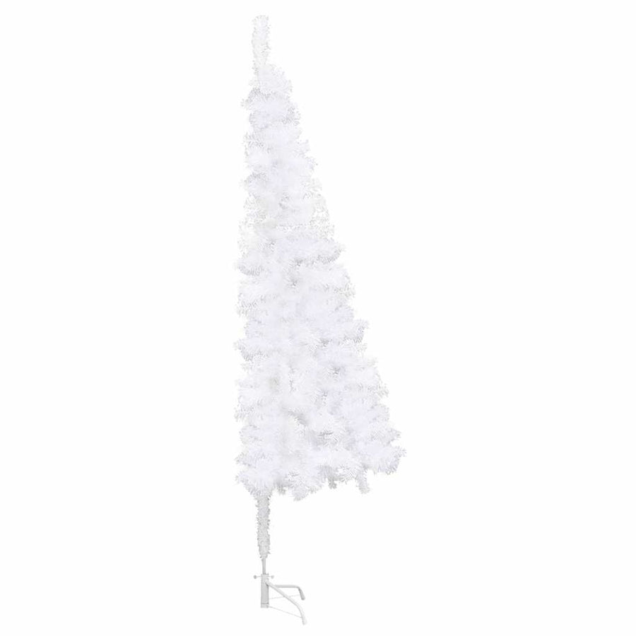 Corner Artificial Christmas Tree LEDs&Ball Set White 180 cm PVC