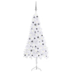 Corner Artificial Christmas Tree LEDs&Ball Set White 210 cm PVC