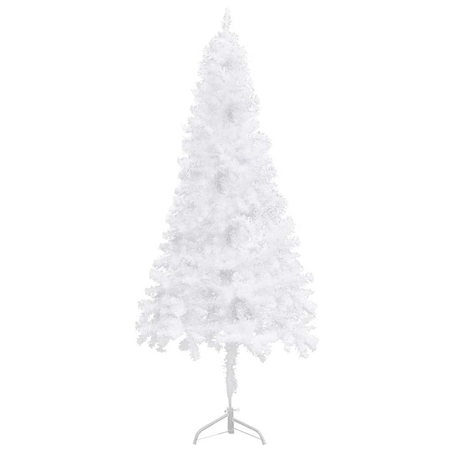 Corner Artificial Christmas Tree LEDs&Ball Set White 210 cm PVC