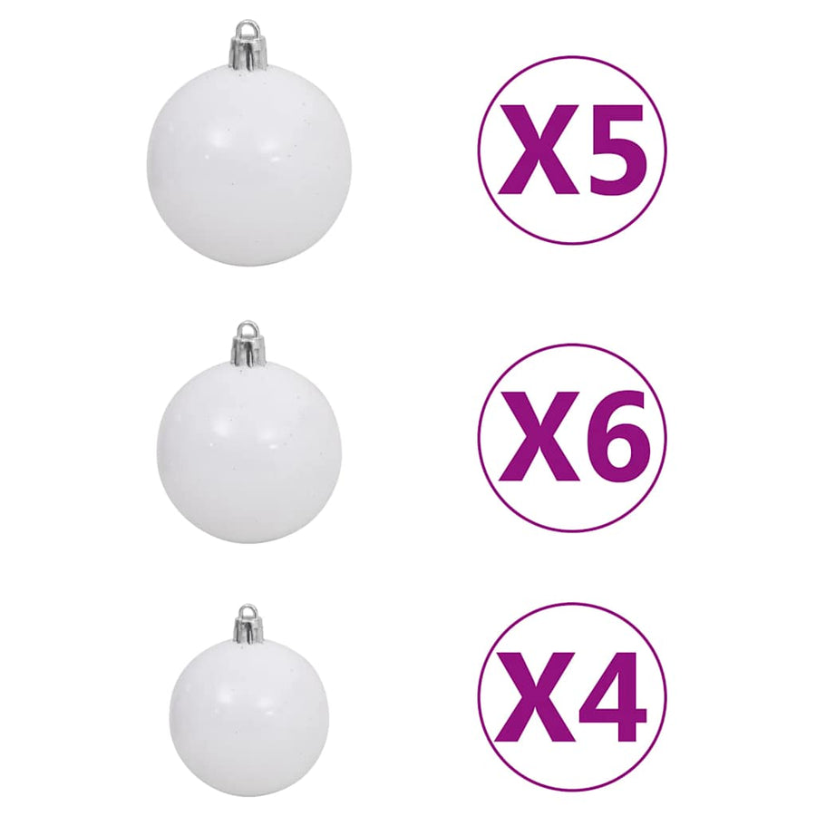 Corner Artificial Christmas Tree LEDs&Ball Set White 210 cm PVC