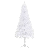 Corner Artificial Christmas Tree LEDs&Ball Set White 240 cm PVC - Front View
