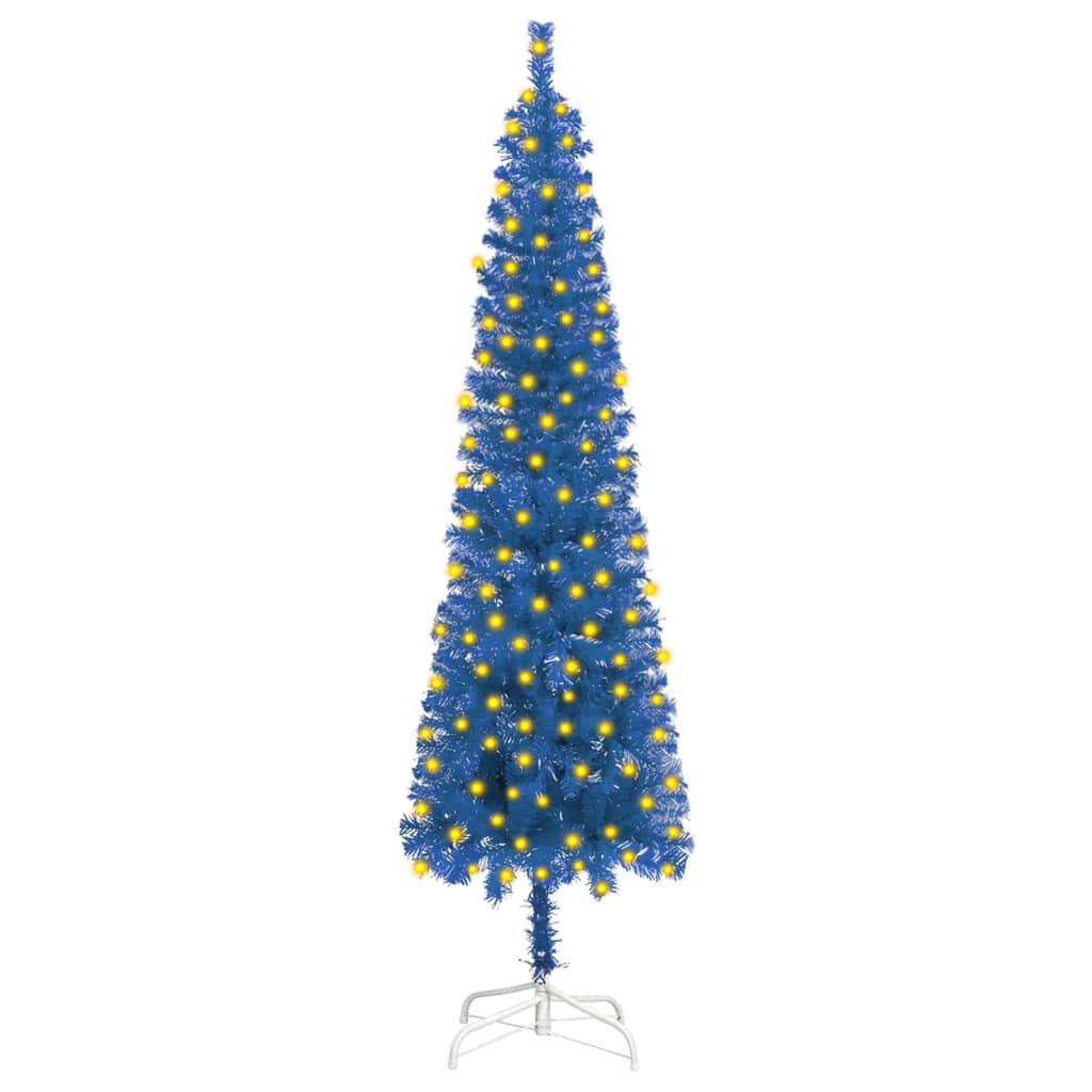 Slim Pre-lit Christmas Tree Blue 180 cm