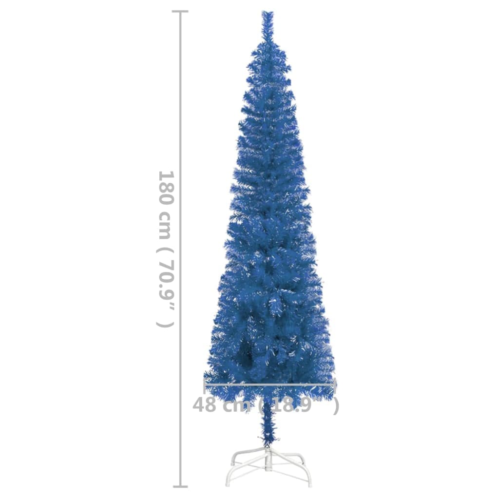 Slim Pre-lit Christmas Tree Blue 180 cm