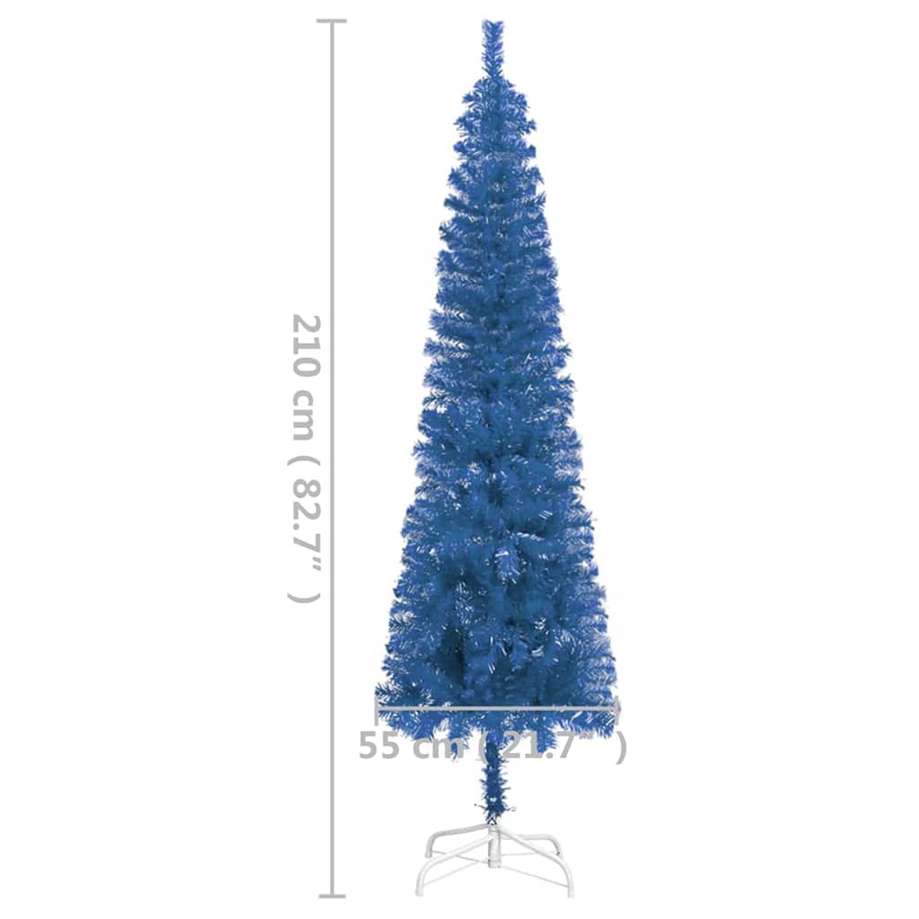 Slim Pre-lit Christmas Tree Blue 210 cm