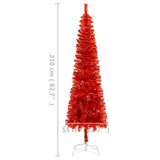 Slim Pre-lit Christmas Tree Red 210 cm