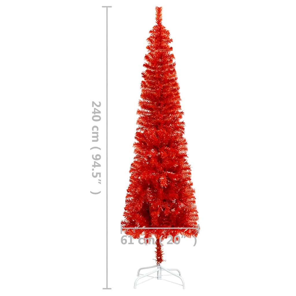 Slim Pre-lit Christmas Tree Red 240 cm