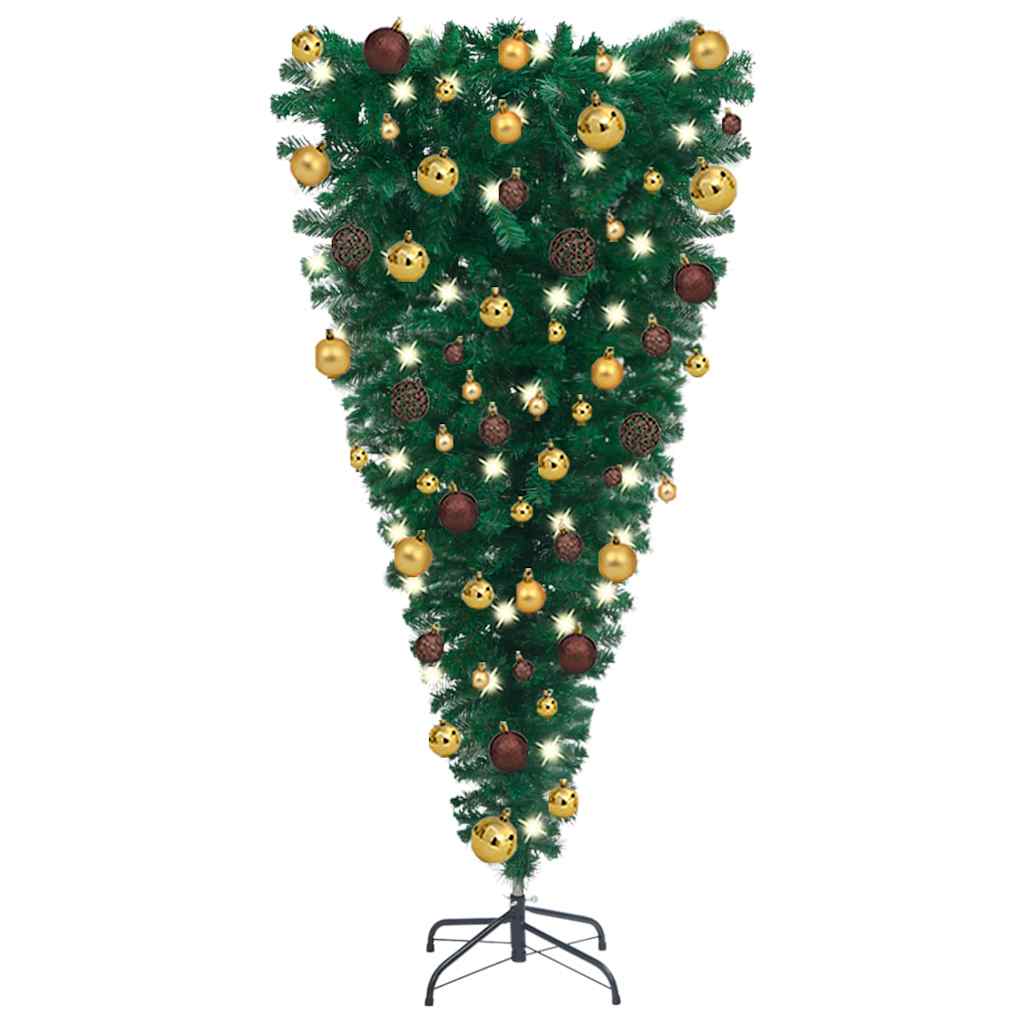 Upside-down Artificial Pre-lit Christmas Tree with Ball Set 120 cm