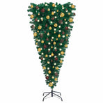 Upside-down Artificial Pre-lit Christmas Tree with Ball Set 180 cm