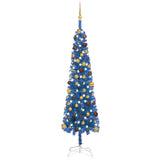 Slim Pre-lit Christmas Tree with Ball Set Blue 210 cm