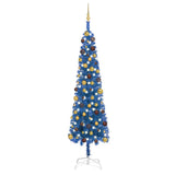 Slim Pre-lit Christmas Tree with Ball Set Blue 240 cm