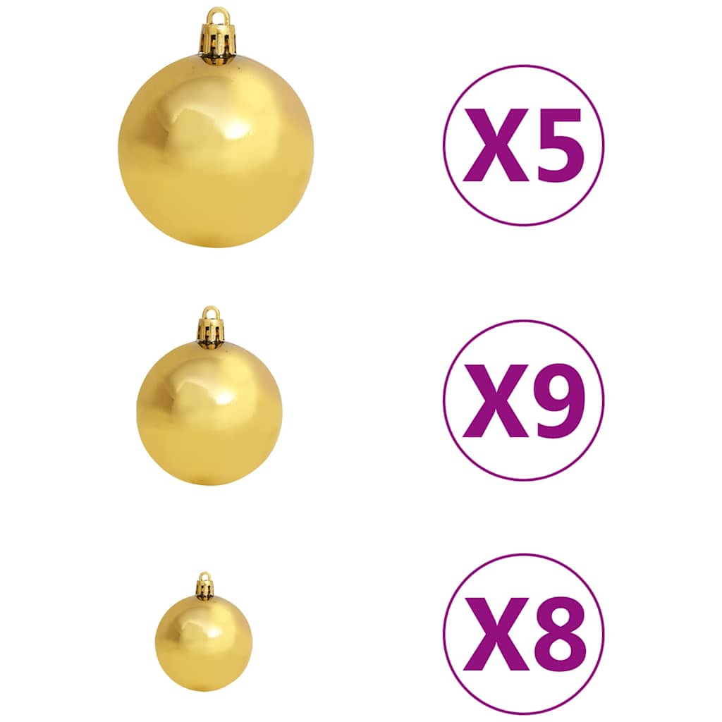 Slim Pre-lit Christmas Tree with Ball Set Red 180 cm