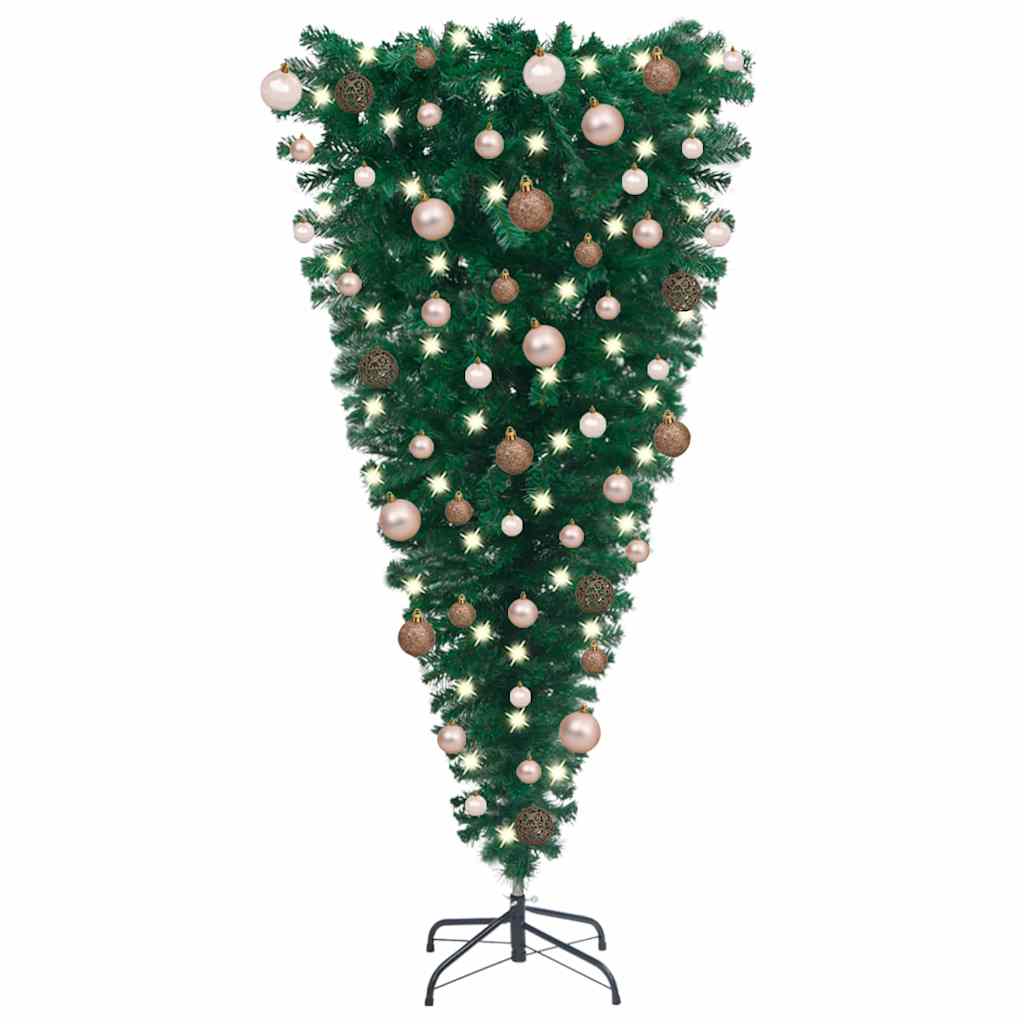 Upside-down Artificial Pre-lit Christmas Tree with Ball Set 120 cm