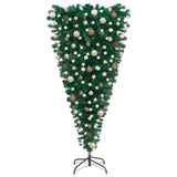 Upside-down Artificial Pre-lit Christmas Tree with Ball Set 210 cm